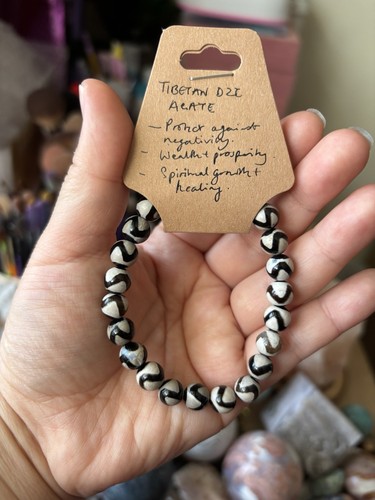 Handmade 8mm cream black - black, wave