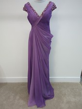 Designer Evening Gown Ombre  Lilac Colour With Beaded Bodice.