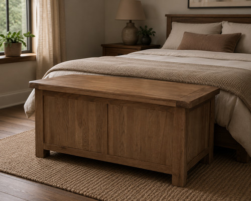 Solid rustic oak blanket box - oak,