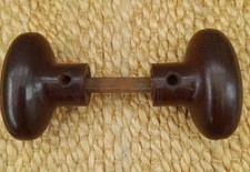 1 Pair Vintage  Oval Shaped  Bakelite  Mortice Door Knobs /Handles and Spindle 