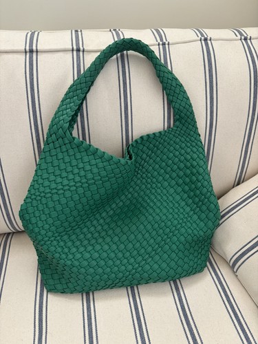 Green woven faux - woven, leather