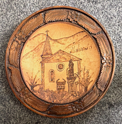 Round brown wooden decorative - brown,