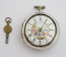 Antique Georgian Silver Verge Fusee Square Pillar Pair Case Pocket Watch 1769 