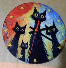 Black Cats 20cm Glass Wall