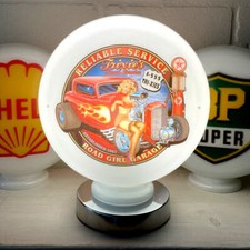 Trixies Road Girl Garage Mini Gas Pump Globe with Chrome LED Lamp Base