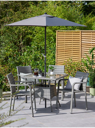 Grey rattan piece patio set - 6-piece,