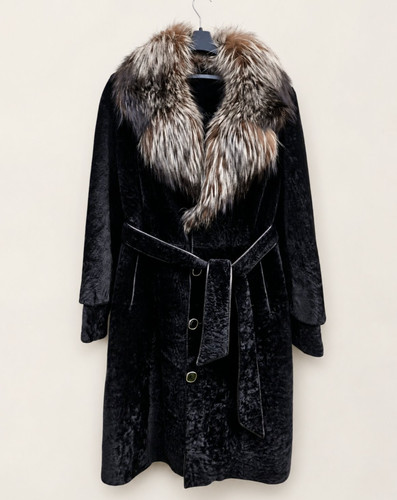 Vintage black mouton fur coat - vintage,