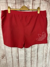 Adidas Mens Large XL Retro 90s Y2K Vintage Retro Red Swim Shorts Trefoil 40”