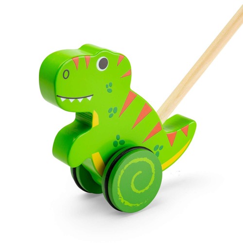 Bigjigs toys wooden rex push - wooden, t-rex