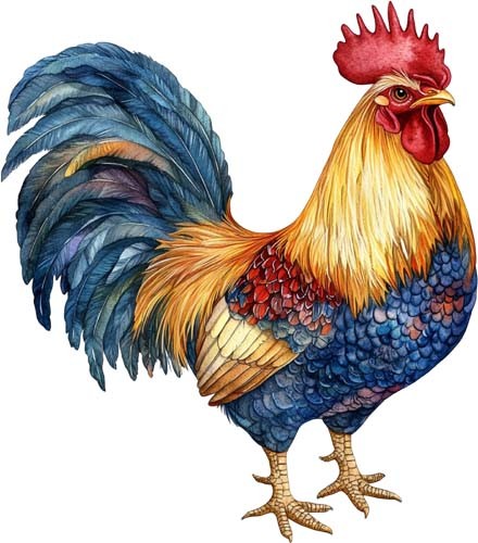 Watercolour rooster kitchen - watercolour,