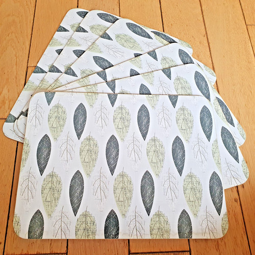 Cork placemats green leaves - placemats, w