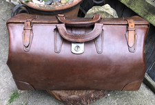 Antique vintage Leather gladstone travel bag large weekend document 1920/30's