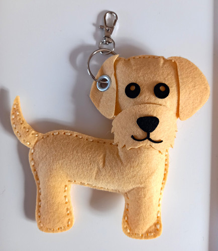 Beige felt dog animal - animal, keyring