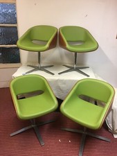 Beautiful  Retro Vintage Swivel Lounge Chairs / Bent wood and vinyl (set of 4)