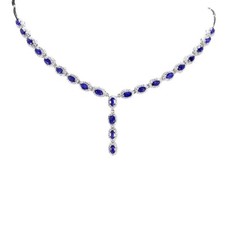Silver necklace sapphire - silver,