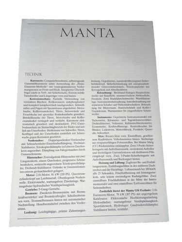 Brochure opel manta - brochure,