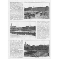Trooping the Colour on the Queens Birthday - Antique Print 1892