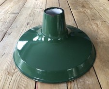 Vintage Industrial Enamel Light Shade Factory Green Reclaimed fr. Old London Pub