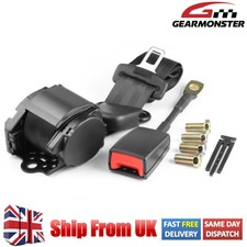 Black Universal 3 Point Inertia Seat Belt with wire buckle - Car, Van, Coach UK