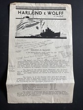 1947 Harland & Wolff Press Release/ Information Sheets - MV La Hague Cargo Ship