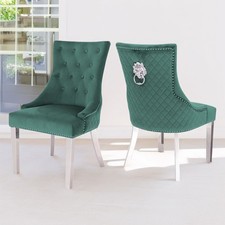 Set of 2/4/6/8 Dining Chairs, Plush Velvet Tufted Bentley Chairs and Studded