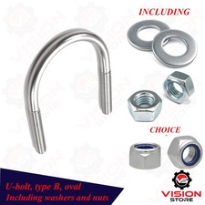 M6 M8 M10 U Bolt Washers and Nuts Standard U-Bolts Zinc Plated Pipe Clamp Fixing