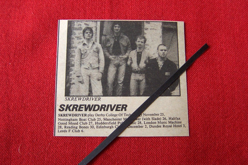 Screwdriver tour dates 1978 - uk,