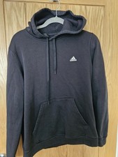 Adidas Hooded Sweatshirt Adult Large Heather Black Pullover Hoodie Sweater 