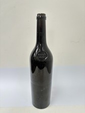59641 Old Vintage Antique Black Glass Bottle Wine Sealed Liquor Cognac Vieux
