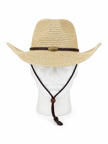 Mens straw cowboy hat 57cm - cowboy,