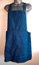 Topshop ladies blue denim sleeveless pinafore dungaree short dress size 12 / 40