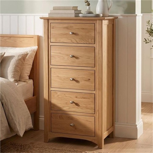 Solid oak five drawer - oak,