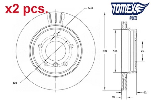 Pcs rear brake disc set - x2,