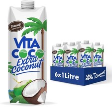 Vita Coco Extra Coconut Water Multipack 1 Litre x 6, Pressed Coconut Water, Coc