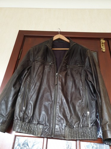Gents brown leather jacket - brown,