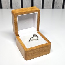 PANDORA June Birthstone Silver Ring - Sterling Silver / Grey Moonstone - Used