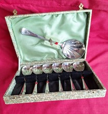 VINTAGE 6 Shell Desert Spoons