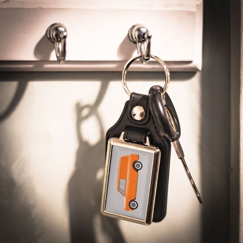 Leather look key ring mini - key,