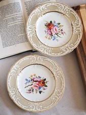 Pair Of Swansea Nantgarw Coalport Ribbon Bows Garlands Collector Plates c1810