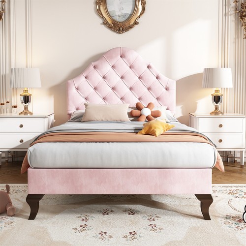 Velvet upholstered bed - bed, single