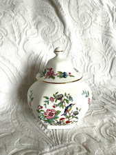 Aynsley Fine Bone China "Pembroke" Hexagonal  Jar And Cover , 7” high