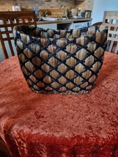 Vintage Oval Rigid woven  Seagrass Handled Basket Metal strengthen rods.