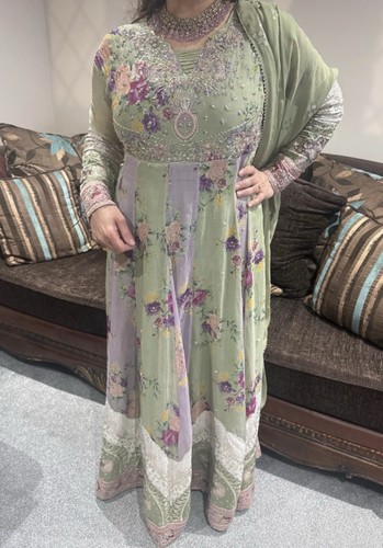 Green and purple floral - green,