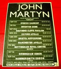 John Martyn UK Tour/Angeline Vintage ORIG 1986 Press/Magazine ADVERT 5"x 3.5"