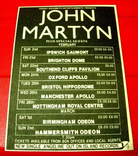 John martyn tour angeline - uk, tour/angeline