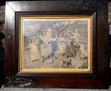 Antique English Oak~Gesso Framed Arthur J Elsley 1902 Print  26.75" by 22.75"