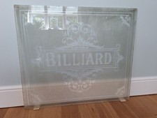 Antique Etched Plate Glass Pub Club  Window "Billiard"