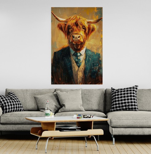 Highland cow suit canvas - in,
