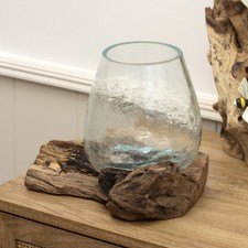 Molten Crackle Glass Bowl On