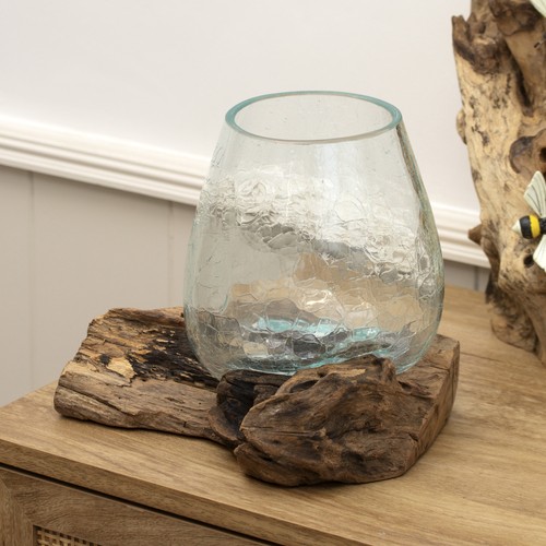 Molten crackle glass bowl - crackle, on